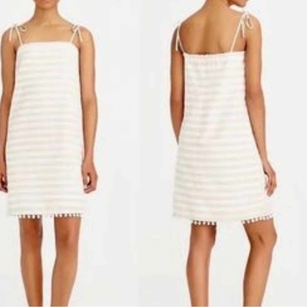 J. Crew Beige and White Striped Dress